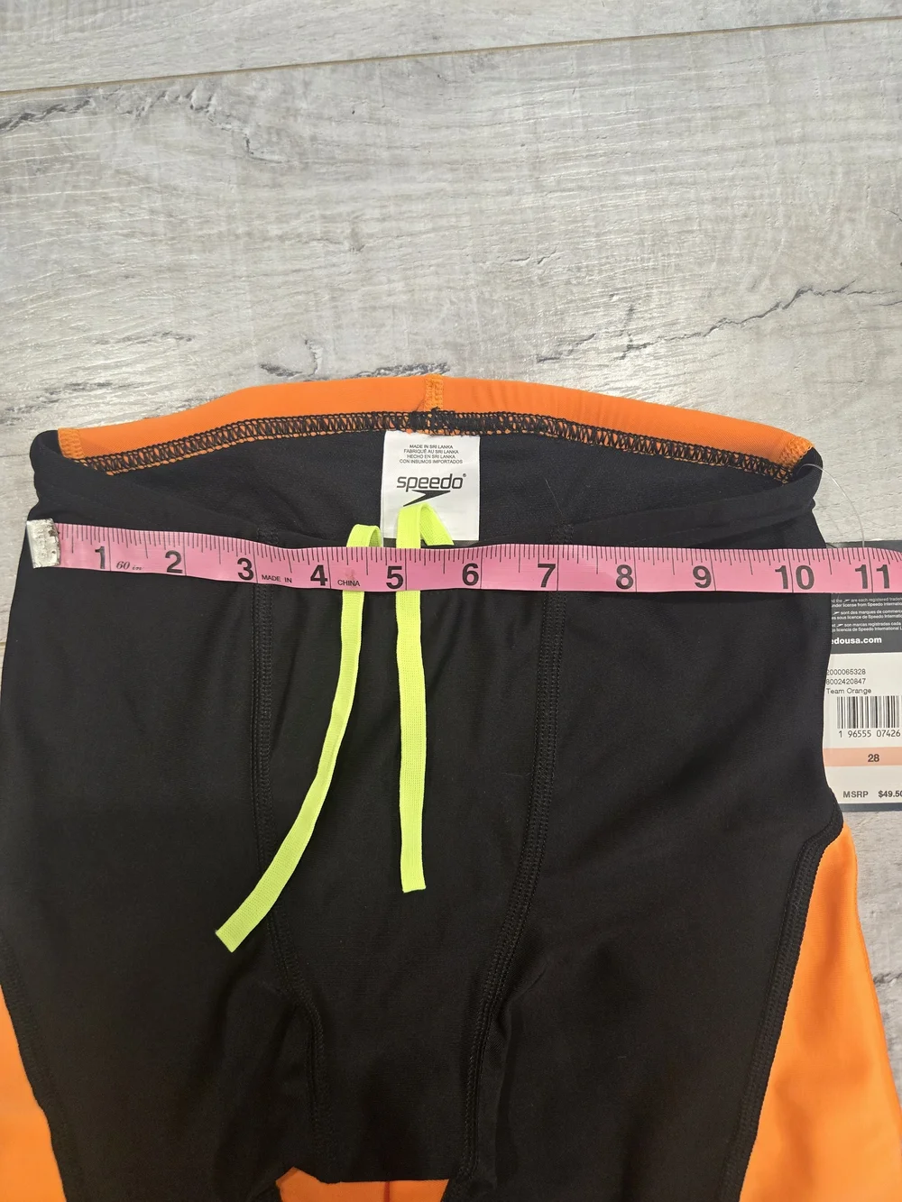 Speedo Men’s Black & Orange Racing Jammer with Neon Drawcord